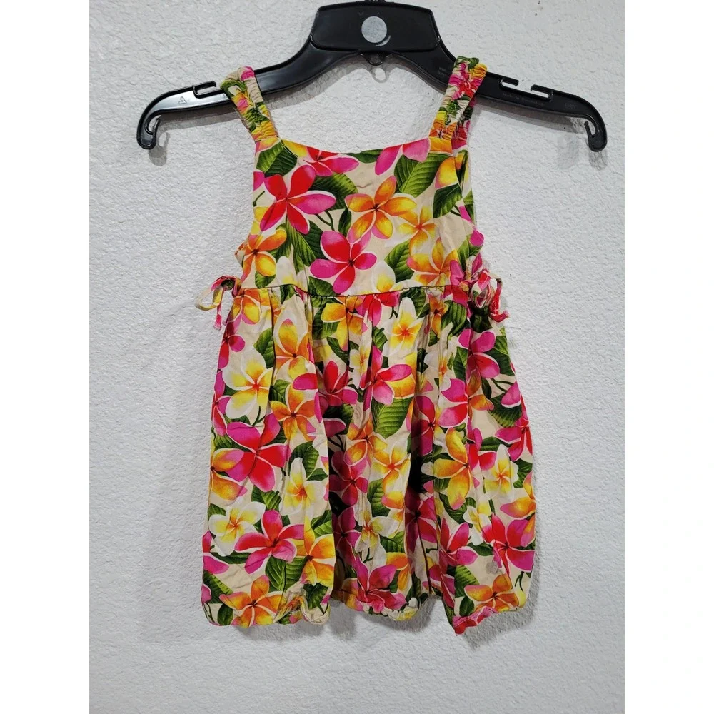 Hawaiian Baby Girl Floral Dress‎ Pink Yellow Plumeria RJC Sportswear USA 24M #10